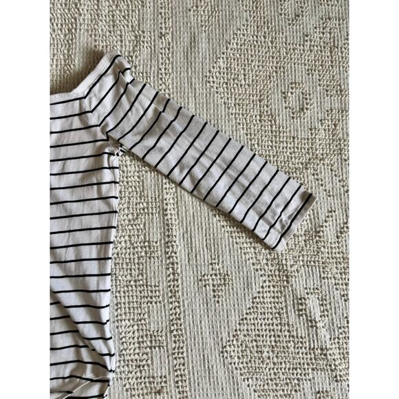Express One Eleven Black and White Striped Body Suit Boat Neck Pre-Owned - Picture 5 of 11